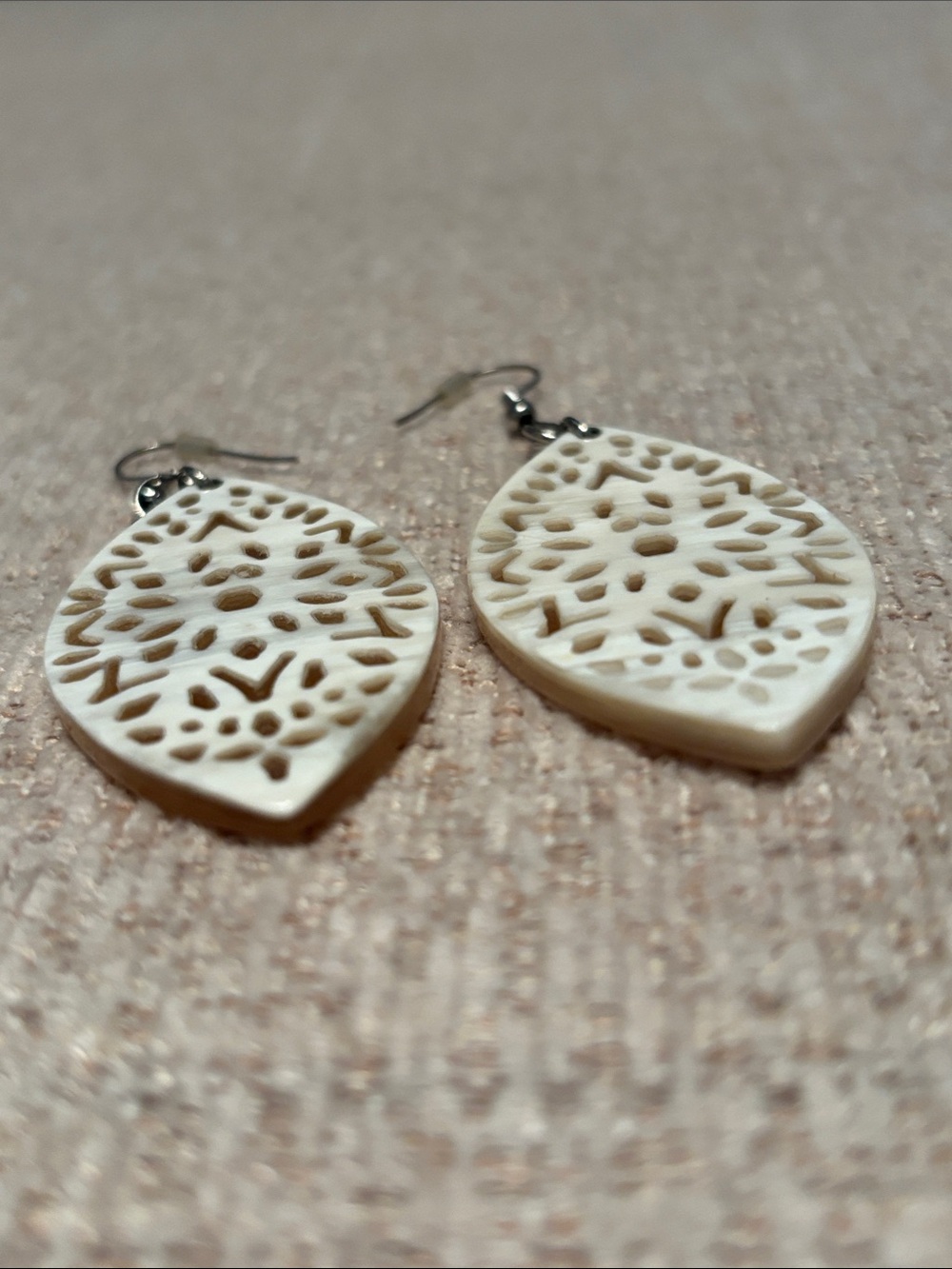 Noonday Collection Cream Filigree Teardrop Dangle Earrings